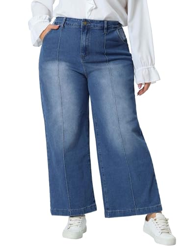 Agnes Orinda Plus Size Jeans for Women Wide Leg...