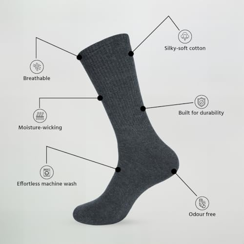 Image of BALENZIA Crew Men's Socks |Formal Dress Cotton Solid Color Full Length Lightweight Casual Business Regular Sock