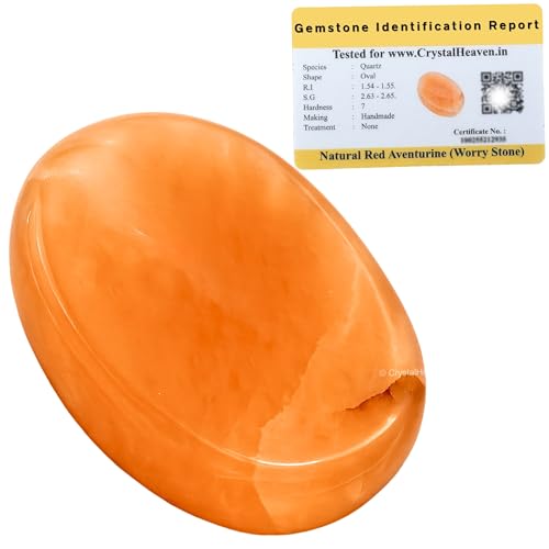 Image of Red Aventurine Crystal Thumb Worry Pebbles Stones for Anxiety Stress Relief Massage - AAA Grade Original Healing Gemstone Agate Rubbing Stone for Yoga Meditation Spiritual Reiki Feng Shui