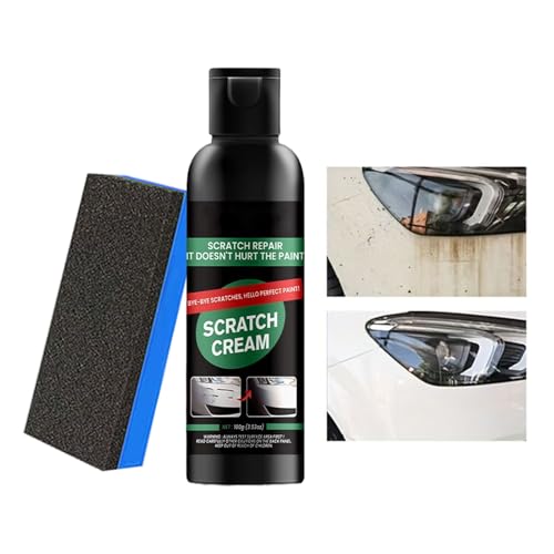 Set Quita Arañazos para Coche (100g) - Crema Reparadora de Pintura y Céra de Pulido | Pasta de Pulir para Vehículos | Elimina pequeños arañazos, marcas de remolino y manchas de agua de Coches