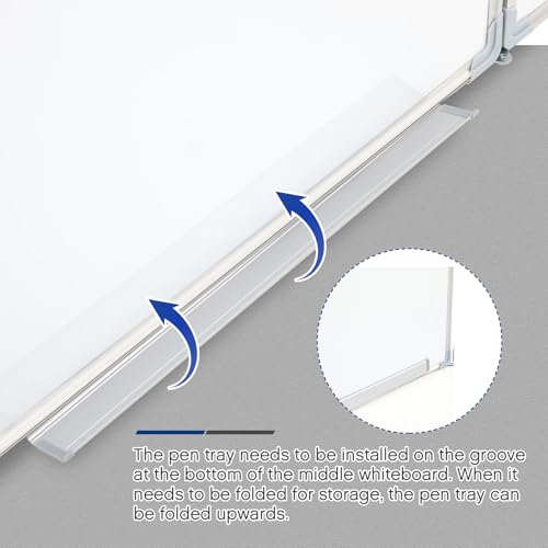 Image of AmazingSpark 48 inch x 18 inch Foldable Whiteboard Dry Erase Board Large Tri Folding Whiteboard Magnetic Dry Erase Board, Wall Aluminium Frame and Flip Out Pen Tray for Office, Home
