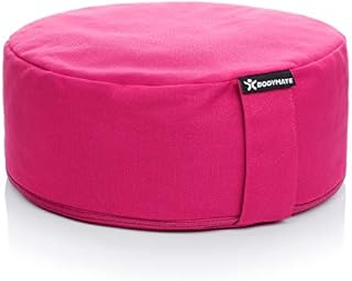 BODYMATE  poduszka do jogi, okrągła, średnica 31 cm, wysokość 13 cm, z wypełnieniem z ziaren gryki, poszewka do prania w pralce, ze 100%-owej, bardzo grubej bawełny, do medytacji i siedzenia