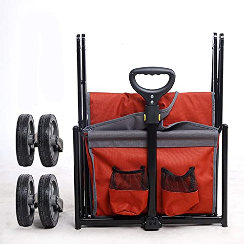 Carrito de jardín de cuatro ruedas plegable, portátil para compras, camping y exterior miniatura 3