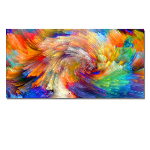 Grand tableau nuage abstrait coloré pour habiller un grand mur de salon vide