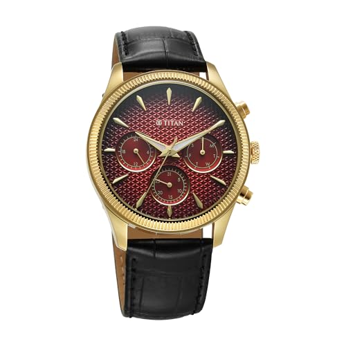 Titan Regalia Opulent Quartz Red Dial Men's Watch - NT1805YL01 - Image 6