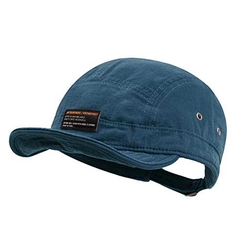 Image of CLAPE Short Brim Baseball Cap 5 Panel Hat Soft Short Bill Trucker Cap Flat Snapback Hats Casual Outdoor Fitted Cap Dad Hats