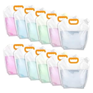 12 Pack 1.3 Gallon Collapsible Water Storage Bag Water Container Bag Emergency Jug Foldable Plastic Storage Pouch Freezable Carrier Tank for Outdoor Sport Camping (Clear, Classic)