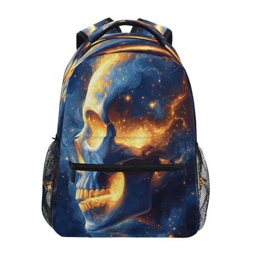 Sugar Skull Star Day Of The Dead Blue Backpack for School Boys Girls Adults Kids Bookbag Laptop Bag 15L