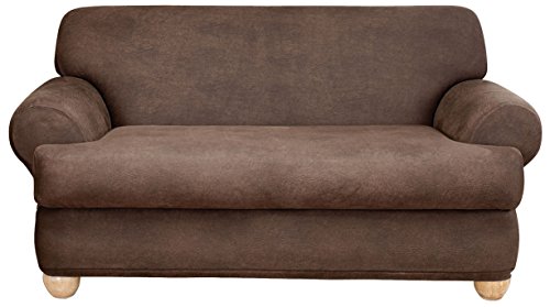 Sure Fit Stretch Leather 2-Piece - Sofa Slipcover - Brown (SF37330)