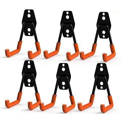 CoolYeah Steel Garage Storage Utility Double Hooks, Heavy Duty for Organizing Power Tools,Small U Hooks (pack of 6, 2 × 2.8 × 4.2 inches) Cover