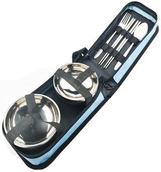 Outdoor Tableware Camping Bowl Random Color Stainless Steel Equipment Supplies Portable Double Person Picnic Kit Tourism Travel Cutlery Set