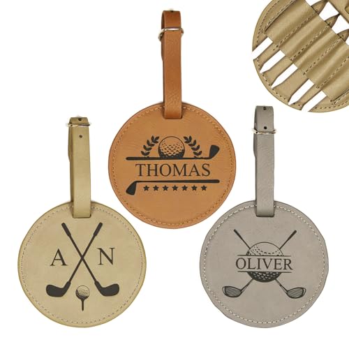 Personalized Leather Golf Bag Tag – Bulk Golf Gift For High School &Amp; University Golf Teams, Senior Night, Banquets, Golf Tournament Gifts – Custom Engraved Vegan Leather – Bluegrass Laserworks