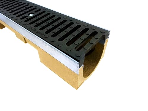 Polymerbeton-Entwässerungsrinne Gussrost mit Stahlzarge, Linienentwässerung - Belastungsklasse D-400 bis 40 Tonnen, Höhe 11,7 cm. Ablauf DN 110. Befahrbar. Tankstellen, LKW-Parkplätze und Hallen Polymerbeton-Entwässerungsrinne Gussrost mit Stahlzarge, Linienentwässerung - Belastungsklasse D-400 bis 40 Tonnen, Höhe 11,7 cm. Ablauf DN 110. Befahrbar. Tankstellen, LKW-Parkplätze und Hallen