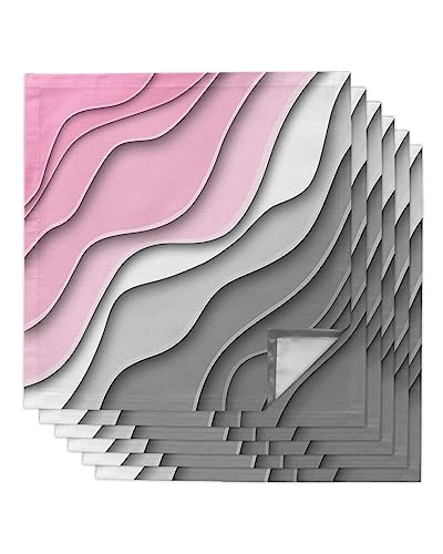 Servilletas de Tela Abstractas Geométricas Modernas Rosa Gris Pack 6 miniatura 1