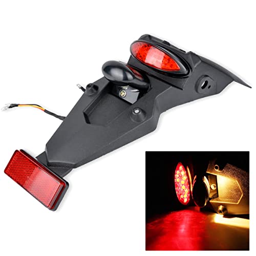 TUINCYN 12V Rear Fender LED Tail Light Brake Stop Lamp Running Indicator for Off-Road Motorcycle Motocross Dirt Bike, Black Shell RED Lens(Pack of 1)