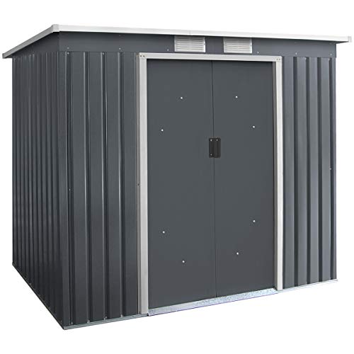 GIANTEX Gartenhaus Gerätehaus Metall, Geräteschuppen Gartenhütte Fahrradschuppen, Gartenschuppen Gartenhaus mit…