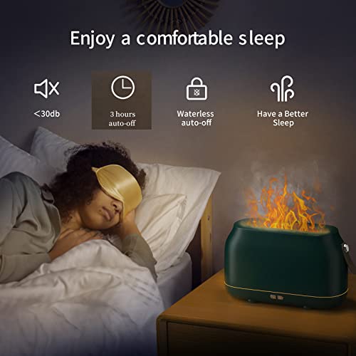 Joylifetech Flame Humidifier, 180Ml Essential Oil Diffuser With Flame Light, Ultrasonic Flame Humidifier With Waterless Auto Shut-Off, Aromatherapy Diffusers For Bedroom, Office, Yoga (Green) #TOP2