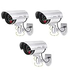 Smitex-Realistic-Looking-Dummy-Wired-Security-CCTV-Fake-Bullet-Camera-with-Flashing-LED-Light-Indication-Silver-3-Pieces
