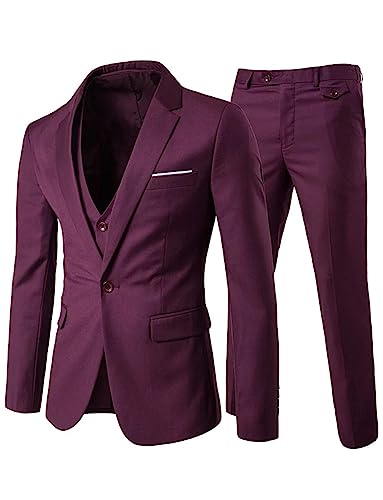 Costume 3 pièces homme avec veste col cranté gilet col V et pantalon élégant