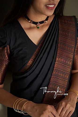Image of Flosive Women's Present Banarasi Soft Lichi Silk Saree Beautiful Jacquard Rich Pallu Design Work Zari Woven Kanjivaram Silk Style Saree Induja Copper With Soft Lichi Silk Blouse Piece