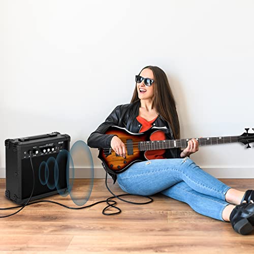 Ktaxon Electric Bass Guitar Full Size Flame Design Bass Set With 20 Watt Amplifier, Portable Bass Bag, Superior Amp Wire, Adjustable Guitar Strap, Plectrum, Wrench Tool(Sunset) #TOP1