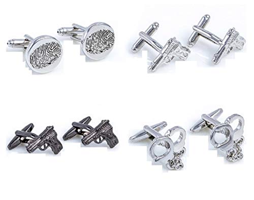 MRCUFF Police 4 Pairs Cufflinks in a Presentation Gift Box & Polishing Cloth