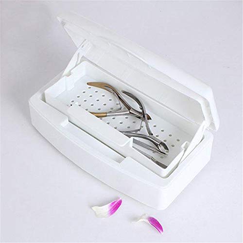 QQWA Boîte À Outils Pour Ongles Boîte De Nettoyage De Plateau, Boîte À Ongles Conteneur Propre Avec Panier Auto-Drainant Boîte De Désinfection Salon Personnel Nail Art Manucure Outil Boîte À Outils