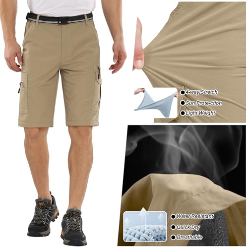 Winebox Walking Hiking Trousers Mens, Convertible Zip Off Lightweight Quick Dry Breathable Cargo Fishing Safari Camping Travel Pants(khaki-30) - Image 5
