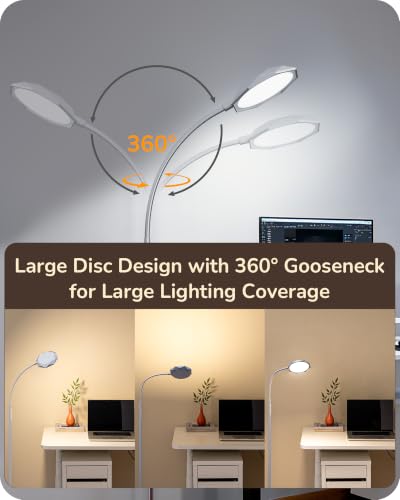 Image of EDISHINE 18W LED Floor Lamp for Living Room, Diamond-Surface, Silver