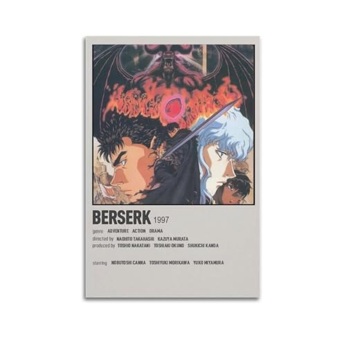 MHEGSNGA BERSERK - Póster de arte vintage para decoración de habitación, decoración estética de dormitorio, póster de lienzo para dormitorio, 30 x 45 cm, estilo sin marco