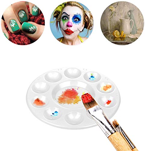 image for CFOT 10 Pcs Round Paint Tray Palettes Plastic for Acrylic Oil Watercol