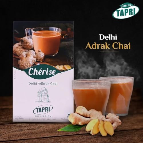 Image of Cherise Instant Tea Premix Sachets Chai Masala | Ready to Mix Delhi Adhrak Chai Powder | Ginger | Black Tea Extract | INSTANT BEVERAGE | Lemongrass | NOURISHING WELLNESS | 23g x 7 Sachets (Pack 2)
