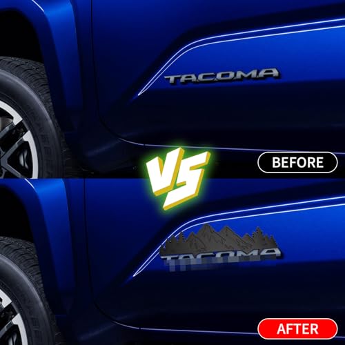 Image of Snow Mountain Tree Emblem Fit for Toyota Tacoma 2016-2024,Mountains Graphic Badge ABS Material Car Exterior Accessories. (Matte Black)
