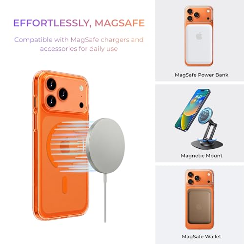 Image of Crystal Orange Magnet Case for iPhone 17 Pro Max, Premium Polycarbonate, Ultra Strong Magnets, 360 Drop Protection, Raised Camera Protection, MagSafe Compatible