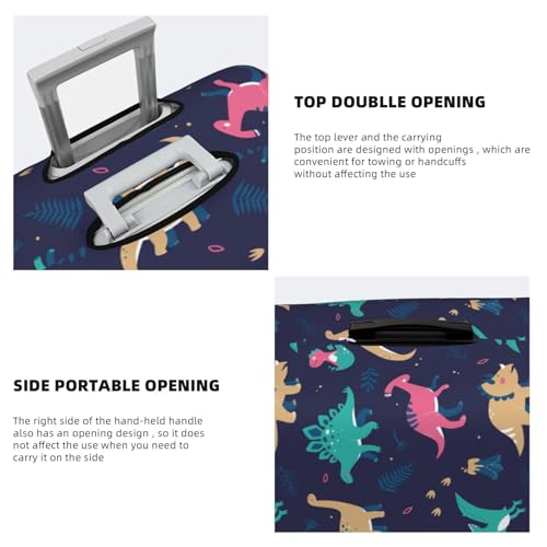 Cartoon Dinosaur Print Luggage Cover For Suitcase,Washable Elastic Travel Suitcase Protector With Zipper Closure And Bottom Buckle – Fits 18-32" Luggage-Medium3