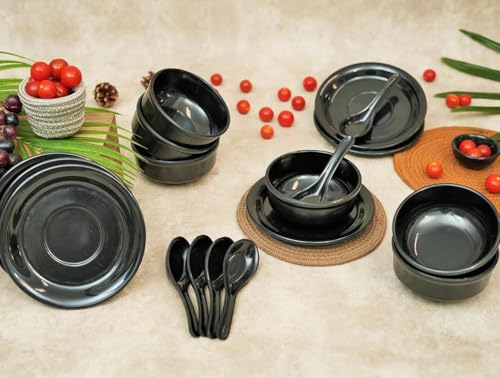 Image of Ariya Melamine French Soup Bowl Set Black Aura Collection Set of 6