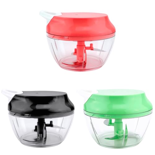 Processador de Alimentos Grande 500ml Triturador Com Três lâminas Em Inox Manual Acionamento Por Cor