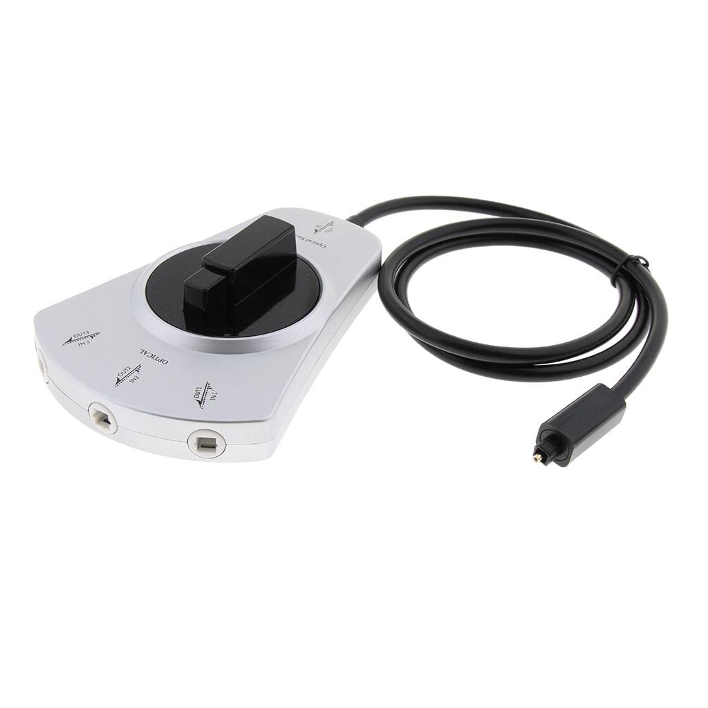 Juego de 3 adaptadores de cable de fibra óptica de audio digital TOSlink interruptor selector de 3 vías