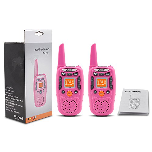 Eoncore T358 Walkie Talkies for Kids Two Ways Radio Toy Long Range 22 Channels 10 Call Tone Build-in Flashlight Pink - Thumbnail 6