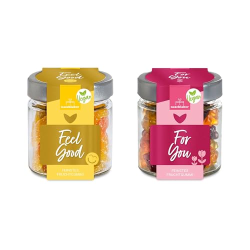 2er-Set Veganes Duo | Vegane Gummibärchen | Geschenk für Veganer | Geschenk für Freunde und Familie | Saure Fruchtgummis | Leckere Gummibärchen ohne Gelatine