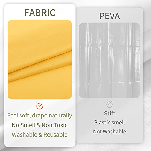 Image of ALYVIA SPRING Waterproof Fabric Shower Curtain or Liner Yellow, 72x72 | 3 Magnets, Soft Cloth & Hotel Quality, Machine Washable, Light-Weight, Standard Size