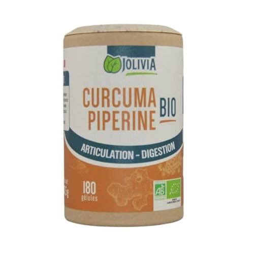 Curcuma Piperine Bio - 180 Gélules végétales de 300 mg | Format Gélule | Complément Alimentaire | Vegan | Fabriqué en France Cover