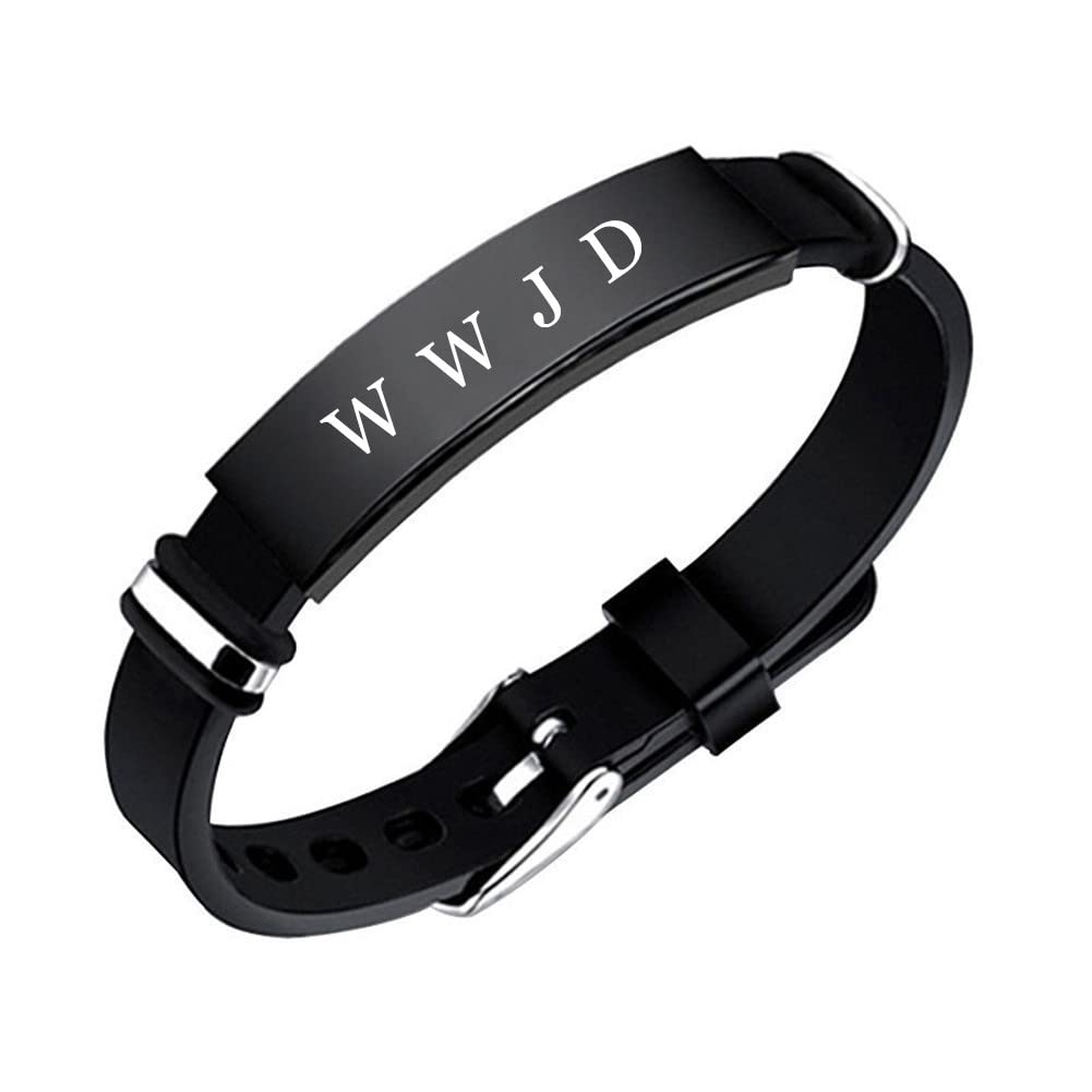 LiFashionAdjustable WWJD / HWLF Silicone Bracelets for Women Men Teens, What Would Jesus Do He Would Love First Christ Jesus Faith Reminder Bangle Religious Bible Jewellery for Baptism Church Meditation