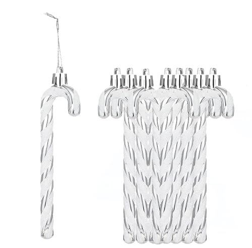 Herzwild 12pcs Weihnachtsbaumschmuck Zuckerstangen-Anhänger Silber...
