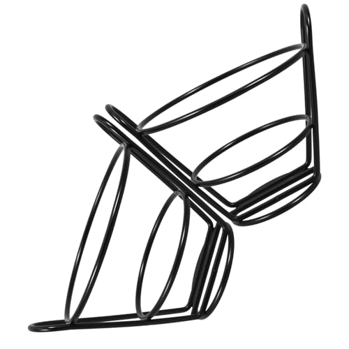 ABOOFAN 2pcs Chicken and French Fries Stand Unbreakable Serving French Fries Stands Kitchen Chips Wire Mesh Racks Oval Key Reusable Large Fried Chicken Basket Black Iron