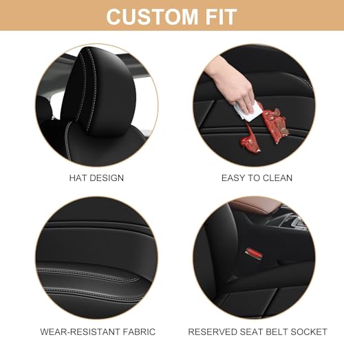 Image of AOMSAZTO Custom Fit Seat Covers for Mazda CX50 2023 2024 2025 CX30 Car Seat Covers Full Set Black Faux Leather Compatible Airbag （New - CX50）