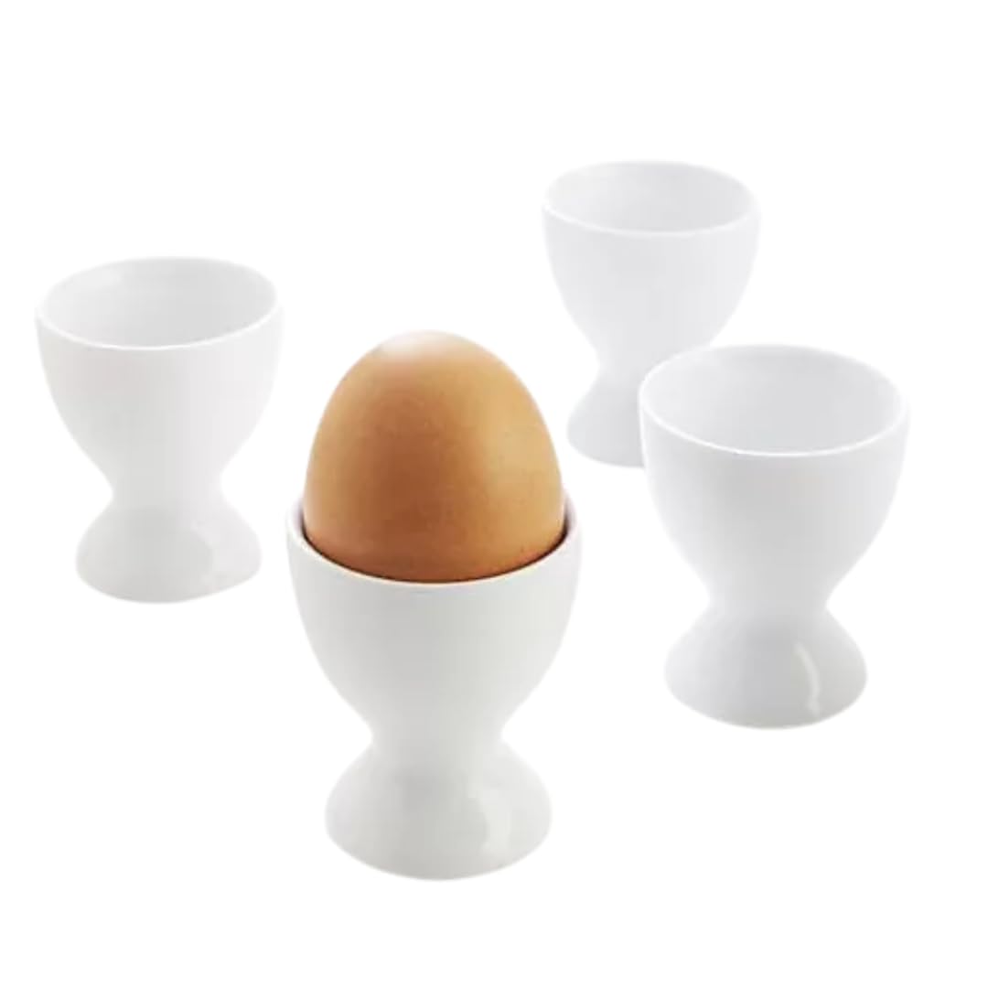 Citystores® 4 Pack White Egg Cups – Classic Egg Holders for Soft Boiled Eggs – Durable Breakfast Kitchen Tableware Set