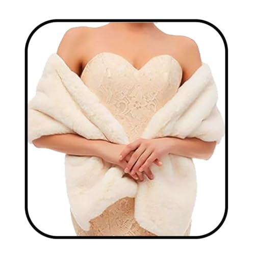 Yalice Women's Wedding Faux Fur Shawl and Wrap Bridal Fur Stole Fur Scarf for Bride and Bridesmaids