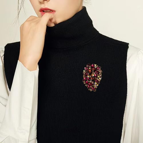 Image of SELOVO Rhinestone Statement Brooch Pin Flower Dress Accessory