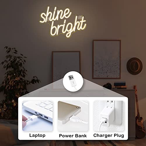Image of LooKLight Shine Bright Neon Sign,Warm White Neon sign Neon Light Sign,Led Signs for Wall,Neon Signs for Wall Decor,USB Led Neon Signs Wedding For Bar Party Home Bedroom Wall,Bedroom Club